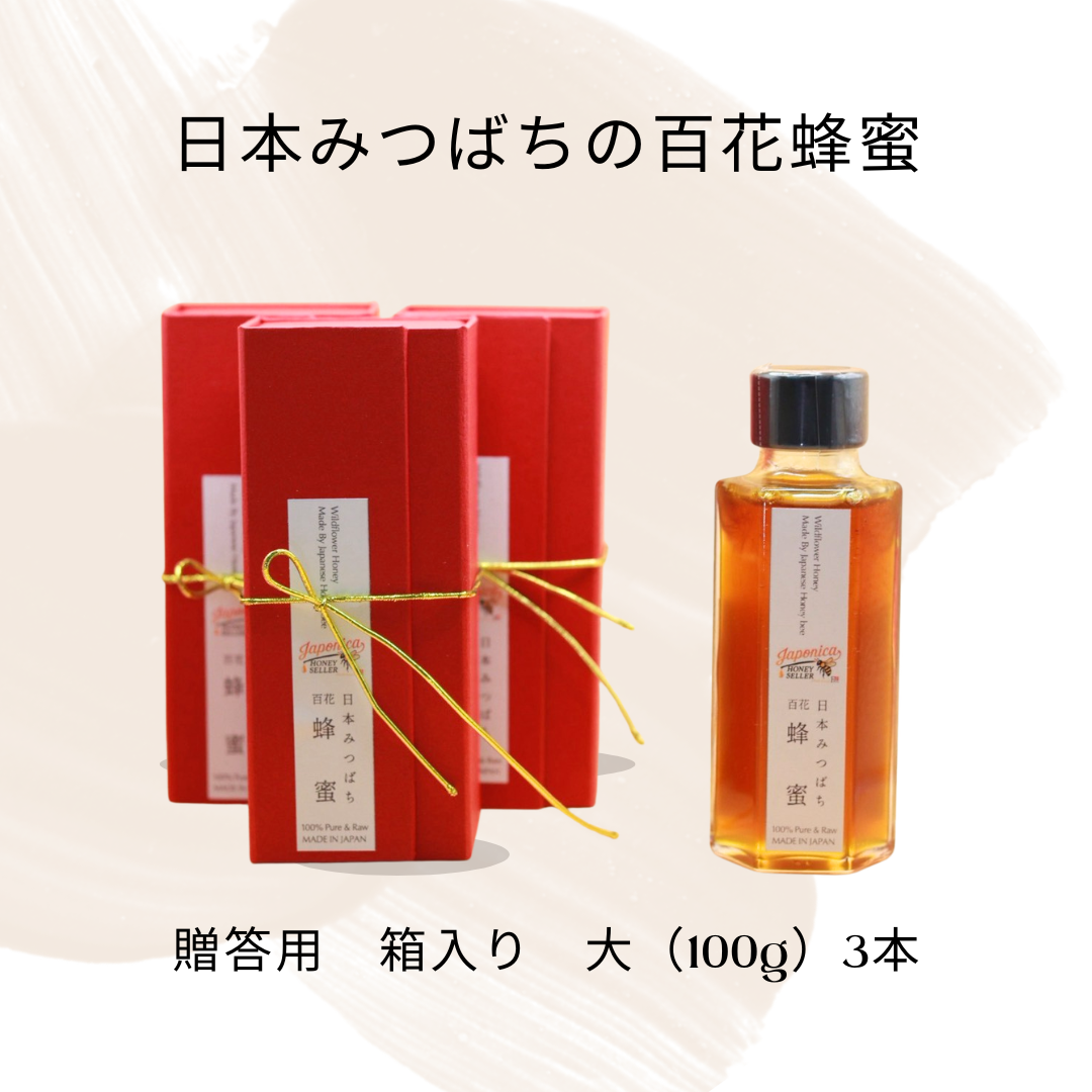超希少！純度100％ 日本みつばちの国産生蜂蜜 （贈答用　大3本セット）